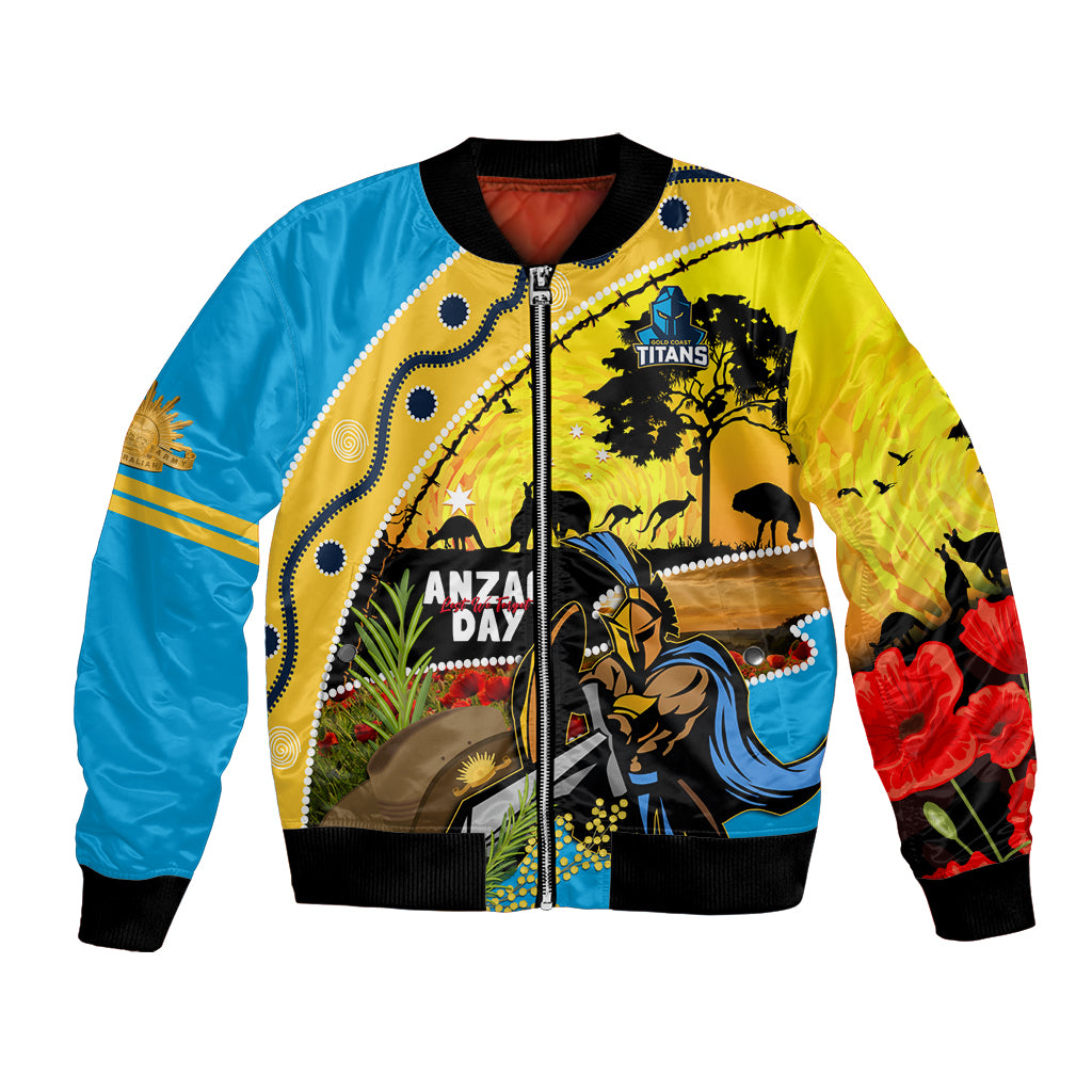 Titans Rugby ANZAC Day Bomber Jacket GLD Mascot Rosemary Starry Night