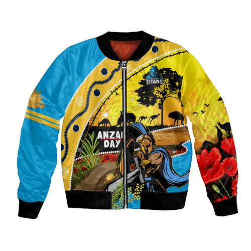 Titans Rugby ANZAC Day Bomber Jacket GLD Mascot Rosemary Starry Night