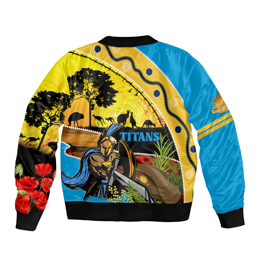 Titans Rugby ANZAC Day Bomber Jacket GLD Mascot Rosemary Starry Night