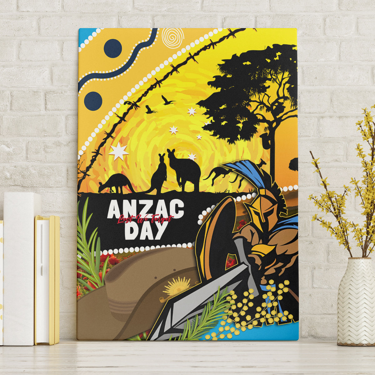 Titans Rugby ANZAC Day Canvas Wall Art GLD Mascot Rosemary Starry Night