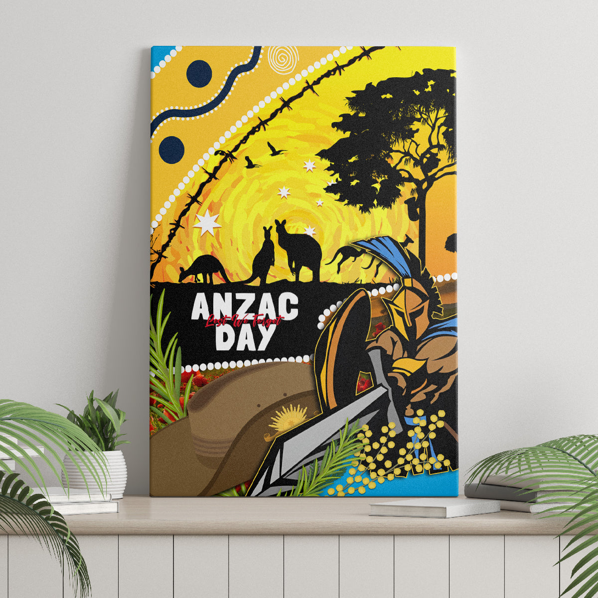 Titans Rugby ANZAC Day Canvas Wall Art GLD Mascot Rosemary Starry Night
