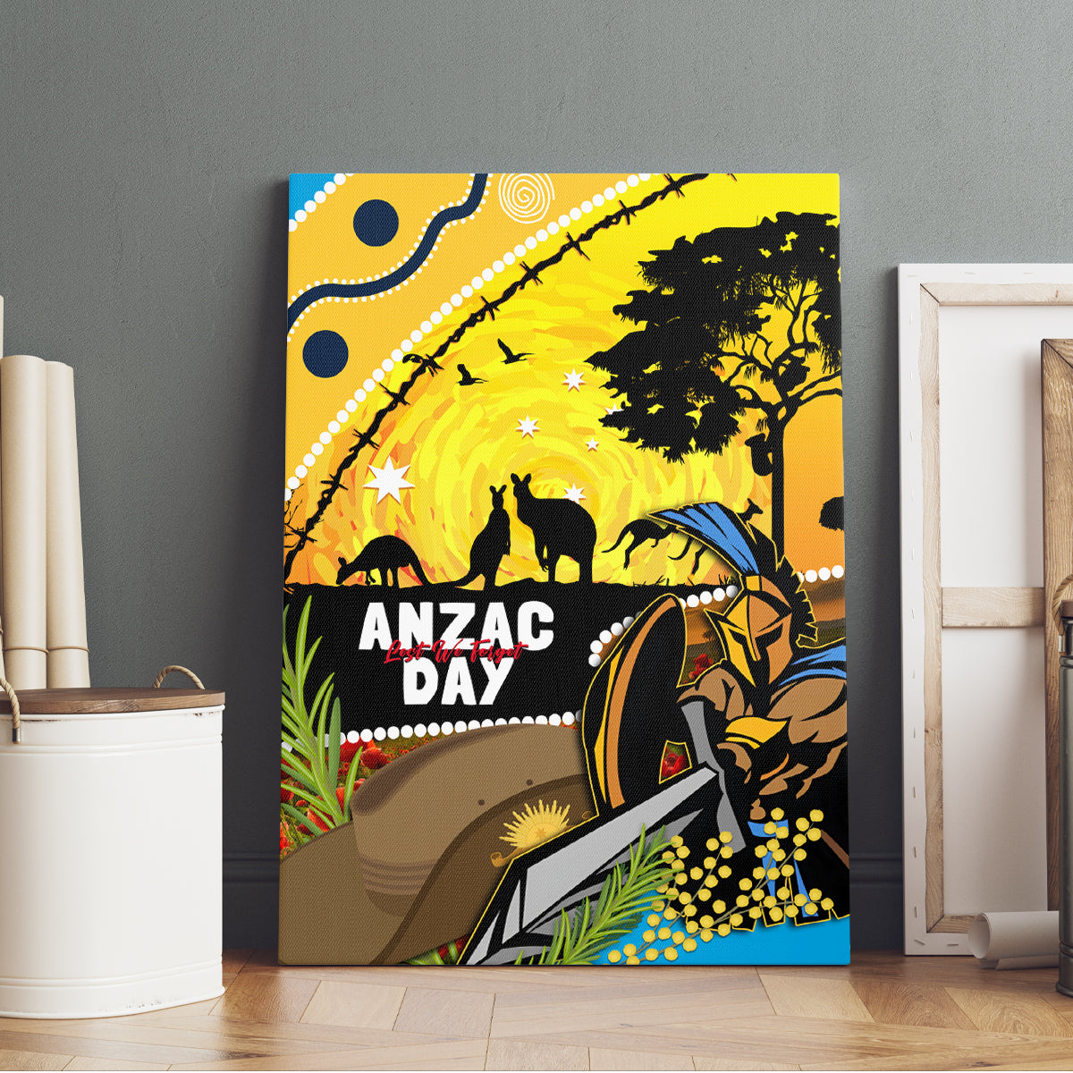 Titans Rugby ANZAC Day Canvas Wall Art GLD Mascot Rosemary Starry Night