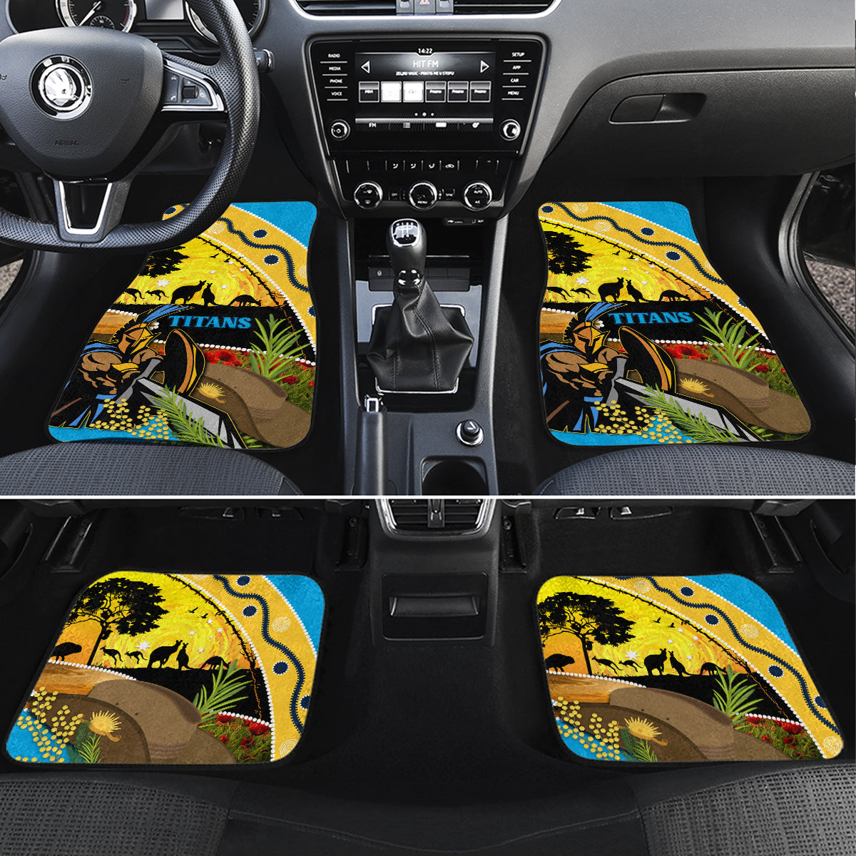Titans Rugby ANZAC Day Car Mats GLD Mascot Rosemary Starry Night