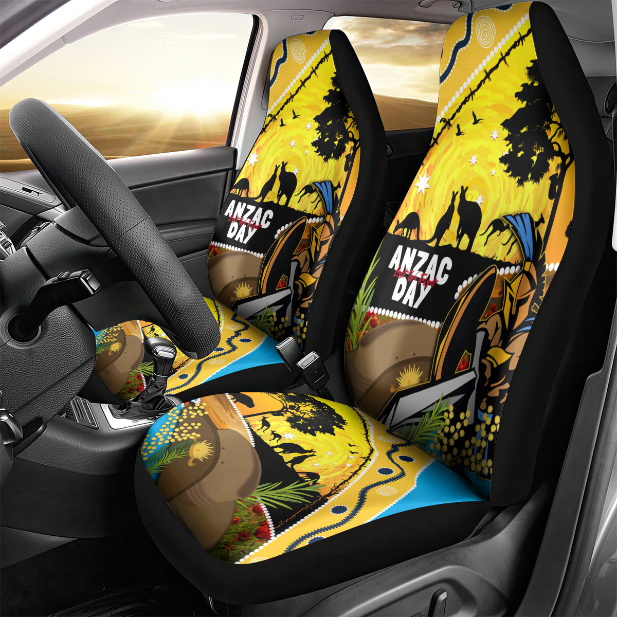 Titans Rugby ANZAC Day Car Seat Cover GLD Mascot Rosemary Starry Night