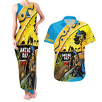Titans Rugby ANZAC Day Couples Matching Tank Maxi Dress and Hawaiian Shirt GLD Mascot Rosemary Starry Night