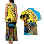 Titans Rugby ANZAC Day Couples Matching Tank Maxi Dress and Hawaiian Shirt GLD Mascot Rosemary Starry Night