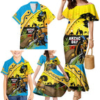 Titans Rugby ANZAC Day Family Matching Mermaid Dress and Hawaiian Shirt GLD Mascot Rosemary Starry Night