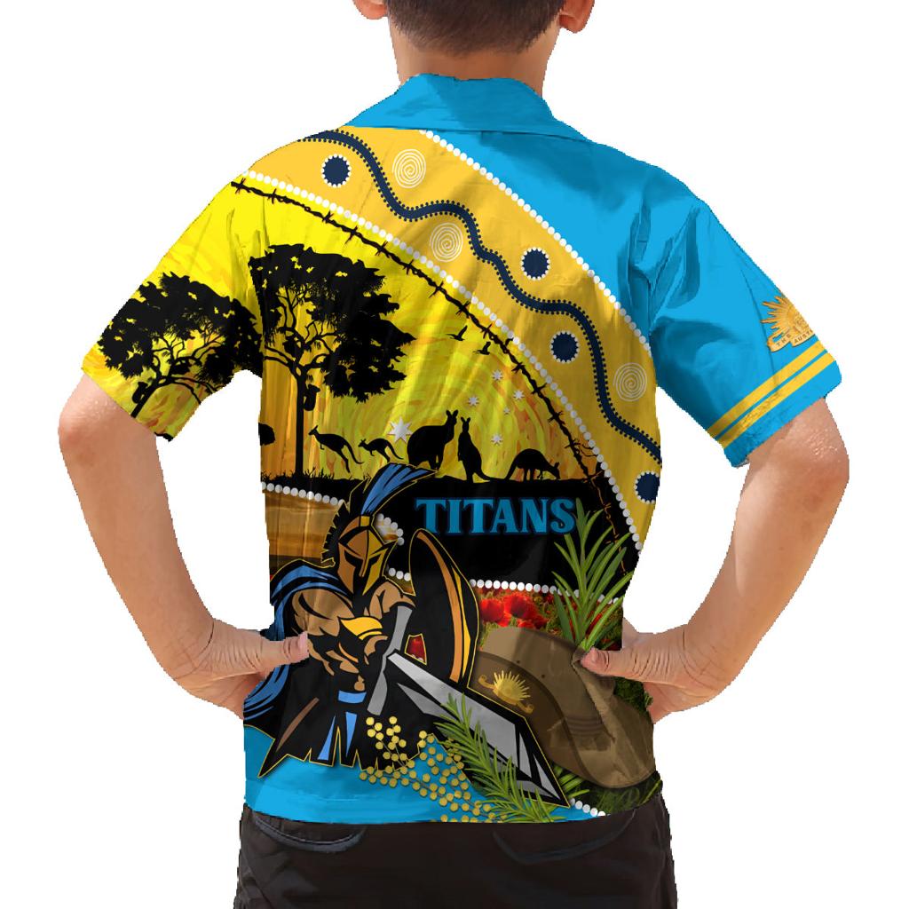 Titans Rugby ANZAC Day Family Matching Off Shoulder Maxi Dress and Hawaiian Shirt GLD Mascot Rosemary Starry Night