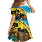 Titans Rugby ANZAC Day Family Matching Off Shoulder Maxi Dress and Hawaiian Shirt GLD Mascot Rosemary Starry Night