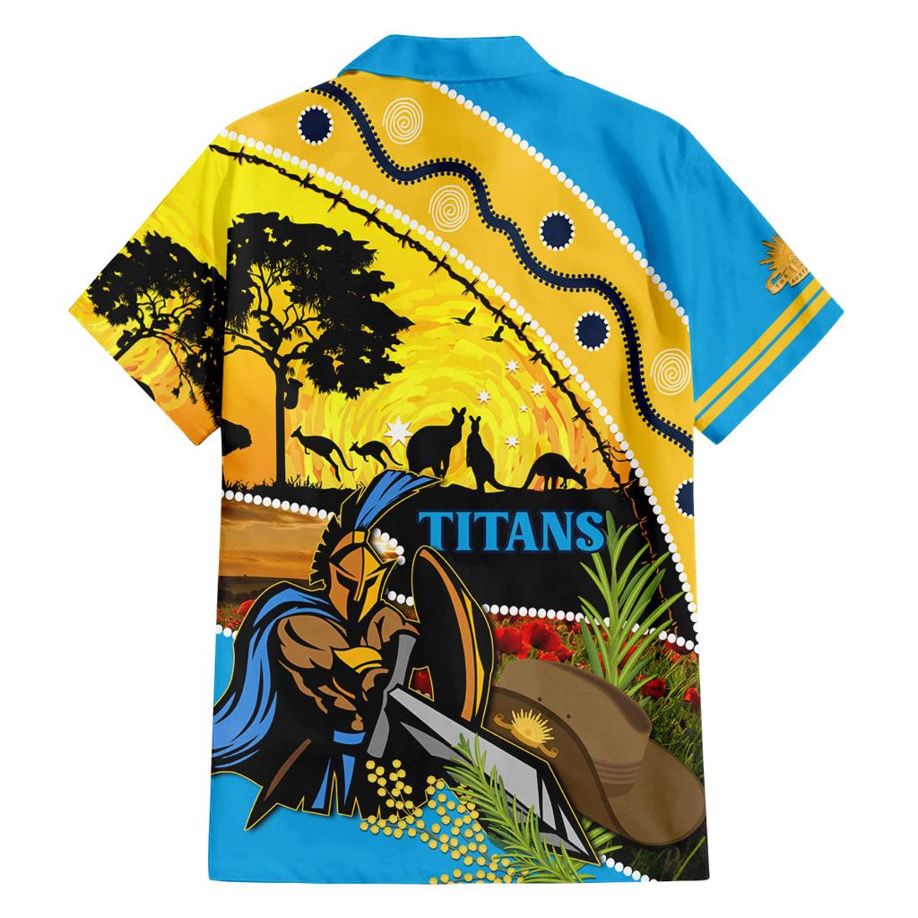 Titans Rugby ANZAC Day Family Matching Off Shoulder Maxi Dress and Hawaiian Shirt GLD Mascot Rosemary Starry Night