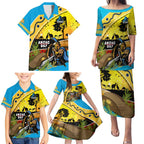 Titans Rugby ANZAC Day Family Matching Puletasi and Hawaiian Shirt GLD Mascot Rosemary Starry Night