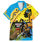 Titans Rugby ANZAC Day Family Matching Summer Maxi Dress and Hawaiian Shirt GLD Mascot Rosemary Starry Night