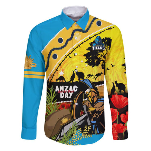 Titans Rugby ANZAC Day Family Matching Summer Maxi Dress and Hawaiian Shirt GLD Mascot Rosemary Starry Night