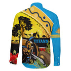 Titans Rugby ANZAC Day Family Matching Summer Maxi Dress and Hawaiian Shirt GLD Mascot Rosemary Starry Night