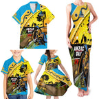 Titans Rugby ANZAC Day Family Matching Tank Maxi Dress and Hawaiian Shirt GLD Mascot Rosemary Starry Night