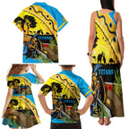 Titans Rugby ANZAC Day Family Matching Tank Maxi Dress and Hawaiian Shirt GLD Mascot Rosemary Starry Night