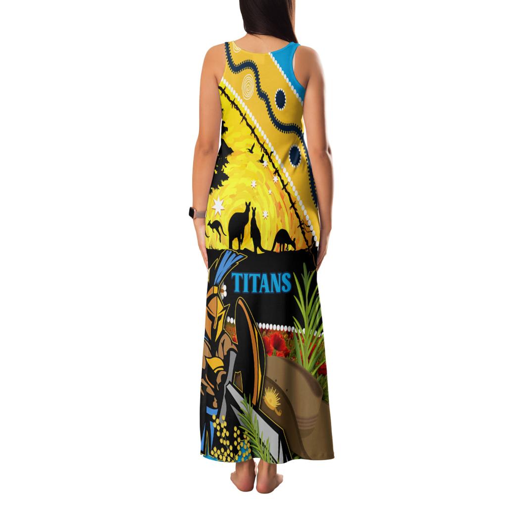 Titans Rugby ANZAC Day Family Matching Tank Maxi Dress and Hawaiian Shirt GLD Mascot Rosemary Starry Night
