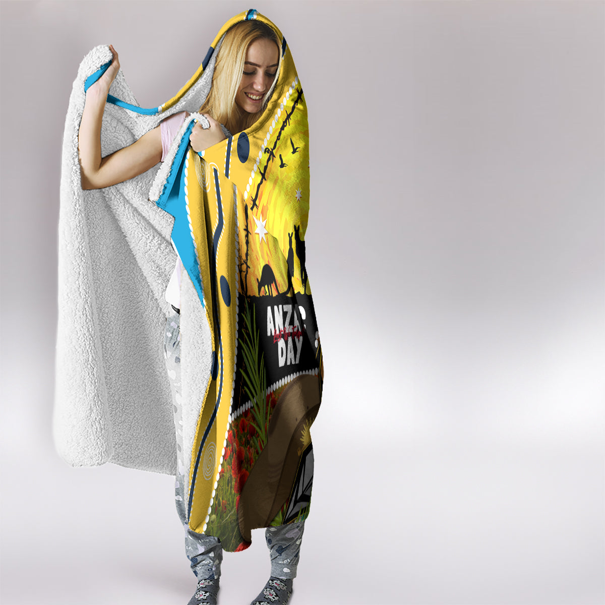 Titans Rugby ANZAC Day Hooded Blanket GLD Mascot Rosemary Starry Night