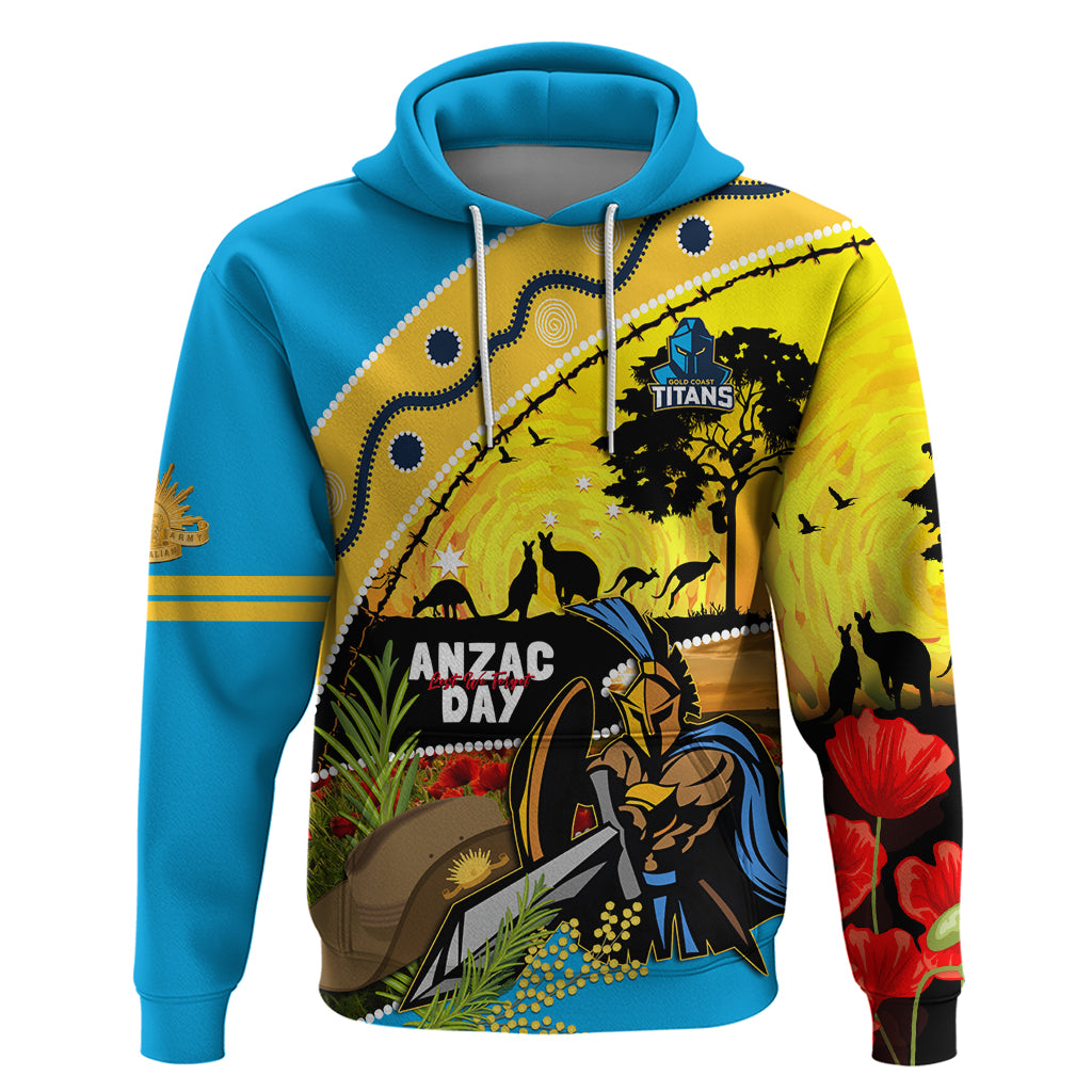 Titans Rugby ANZAC Day Hoodie GLD Mascot Rosemary Starry Night