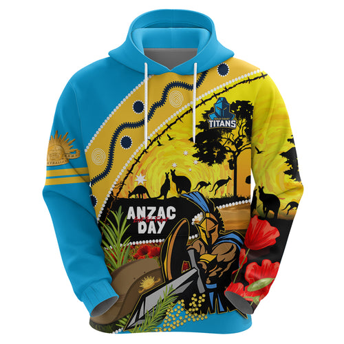 Titans Rugby ANZAC Day Hoodie GLD Mascot Rosemary Starry Night