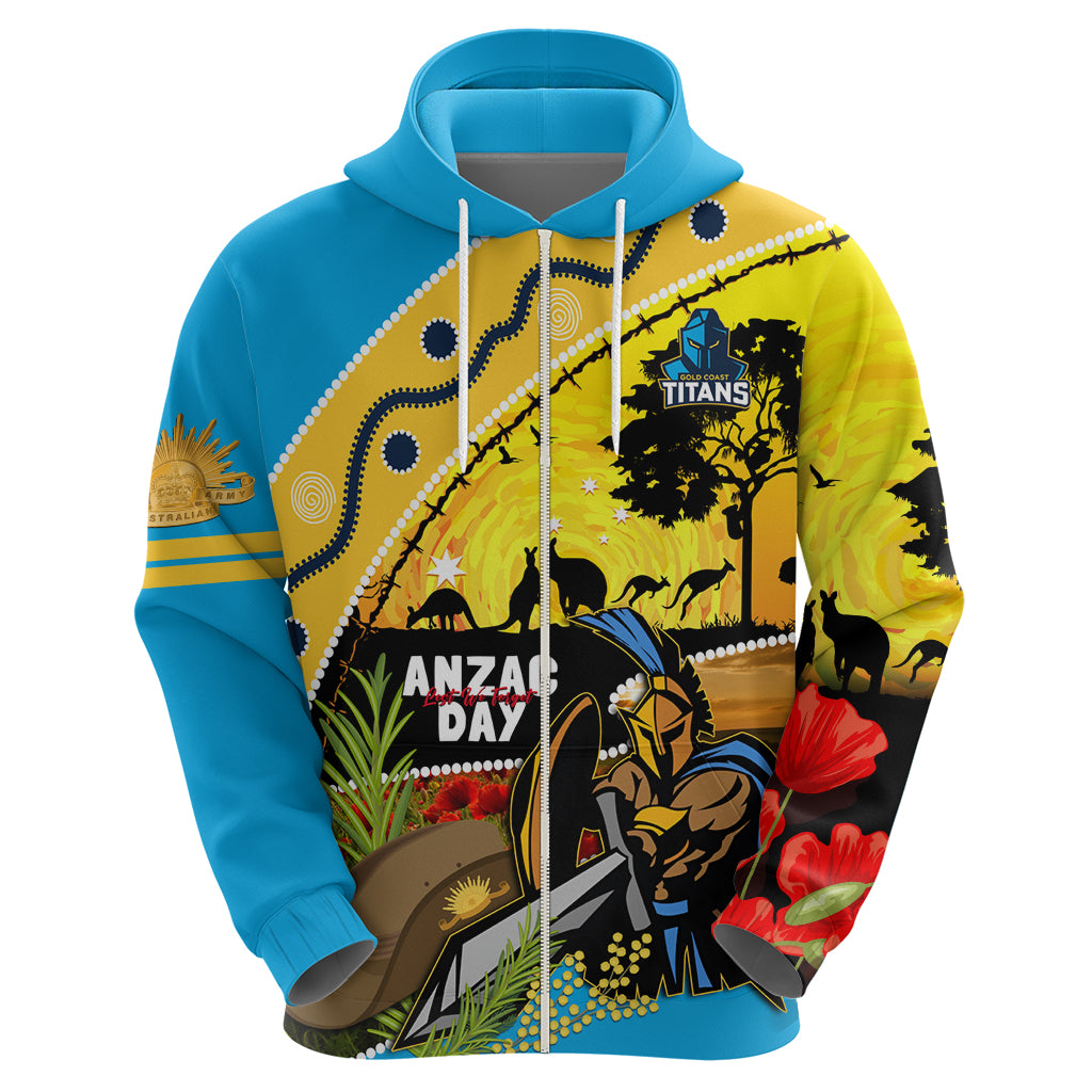 Titans Rugby ANZAC Day Hoodie GLD Mascot Rosemary Starry Night