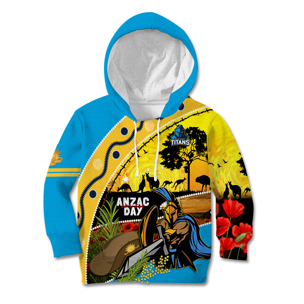 Titans Rugby ANZAC Day Kid Hoodie GLD Mascot Rosemary Starry Night