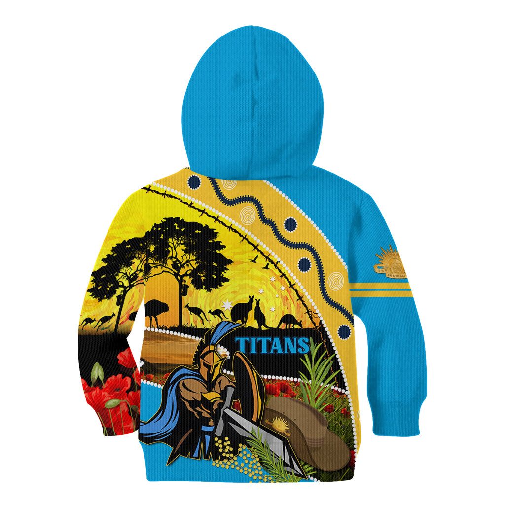 Titans Rugby ANZAC Day Kid Hoodie GLD Mascot Rosemary Starry Night