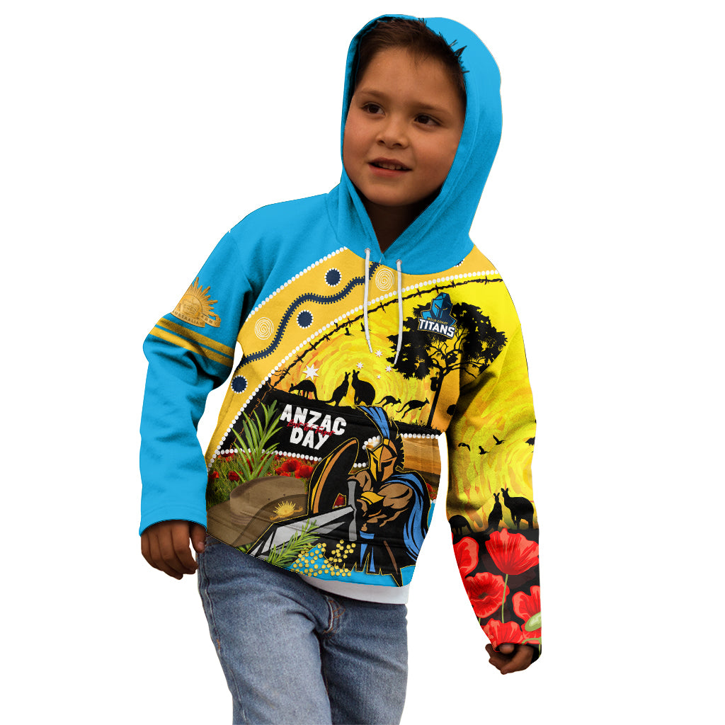 Titans Rugby ANZAC Day Kid Hoodie GLD Mascot Rosemary Starry Night