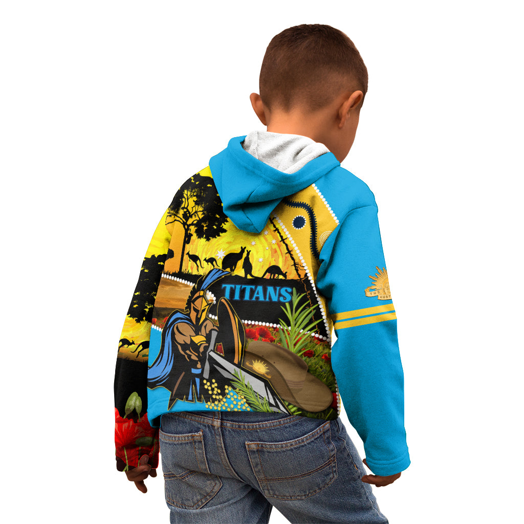 Titans Rugby ANZAC Day Kid Hoodie GLD Mascot Rosemary Starry Night
