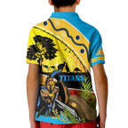 Titans Rugby ANZAC Day Kid Polo Shirt GLD Mascot Rosemary Starry Night