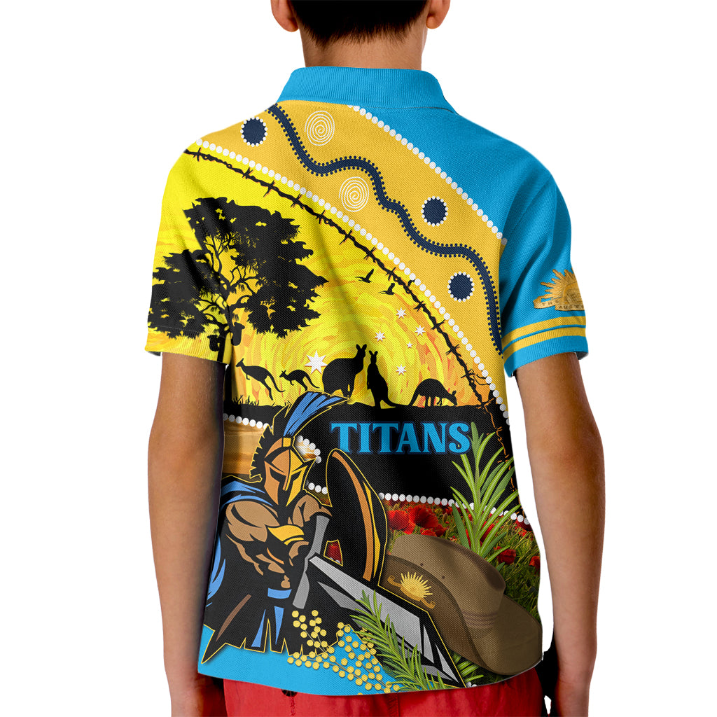 Titans Rugby ANZAC Day Kid Polo Shirt GLD Mascot Rosemary Starry Night