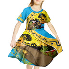 Titans Rugby ANZAC Day Kid Short Sleeve Dress GLD Mascot Rosemary Starry Night