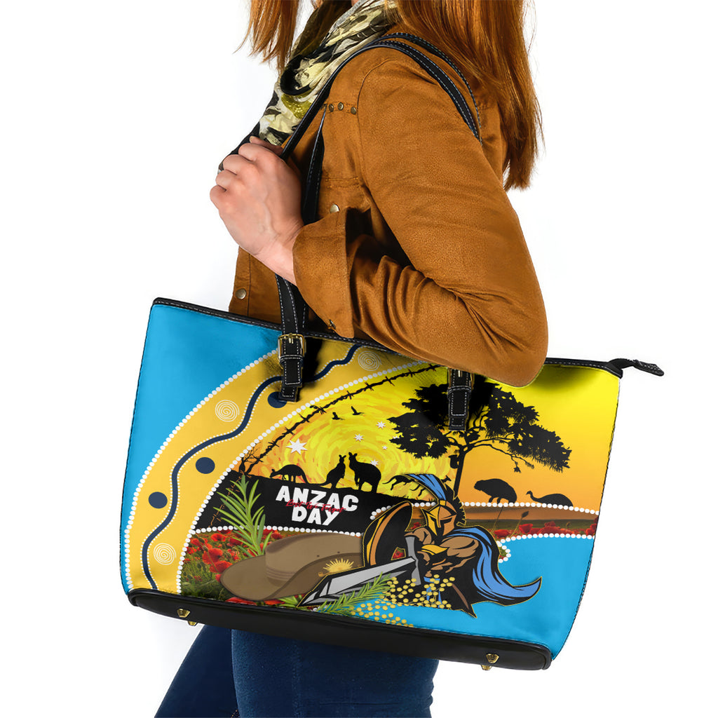 Titans Rugby ANZAC Day Leather Tote Bag GLD Mascot Rosemary Starry Night