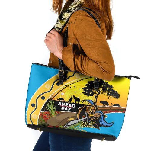 Titans Rugby ANZAC Day Leather Tote Bag GLD Mascot Rosemary Starry Night
