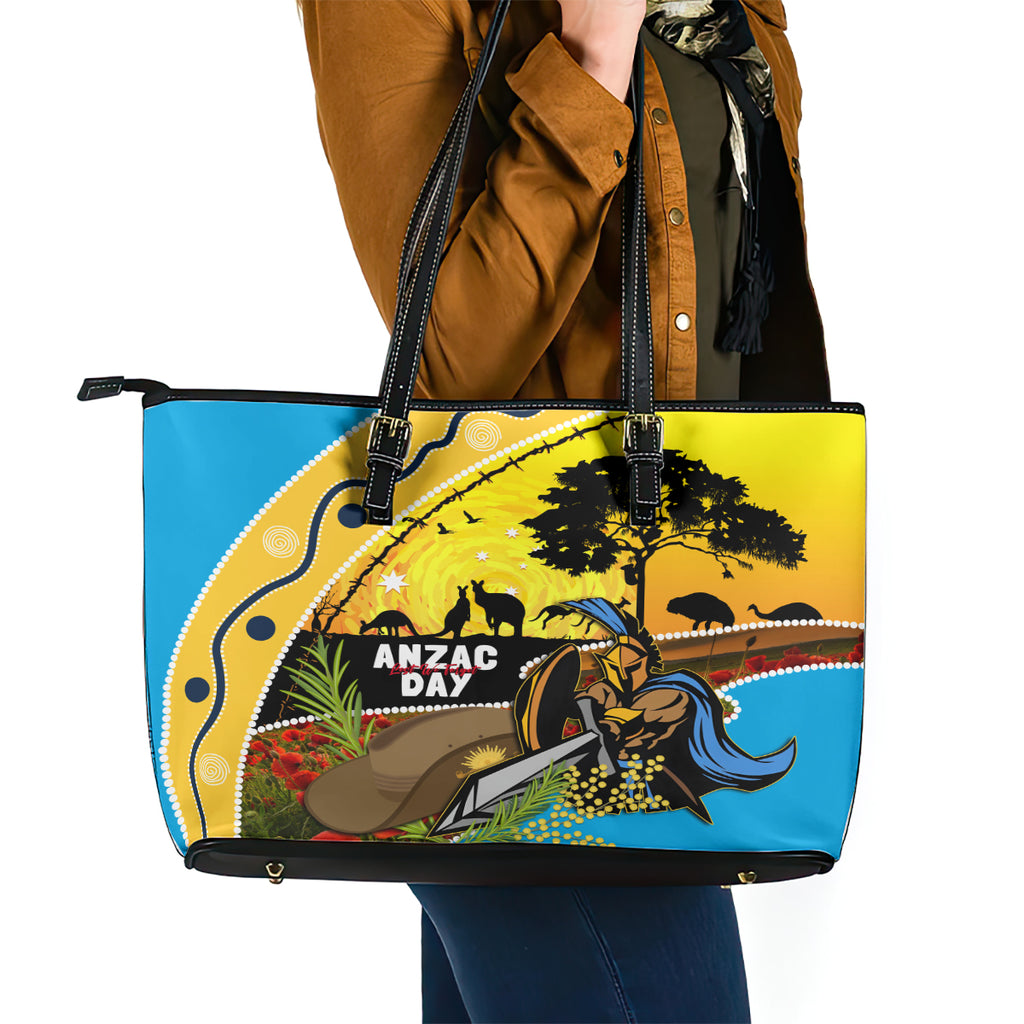 Titans Rugby ANZAC Day Leather Tote Bag GLD Mascot Rosemary Starry Night
