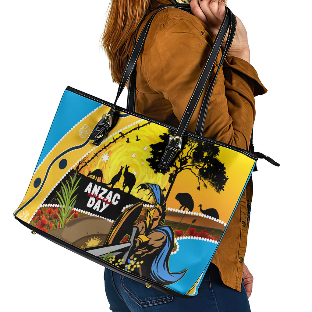 Titans Rugby ANZAC Day Leather Tote Bag GLD Mascot Rosemary Starry Night