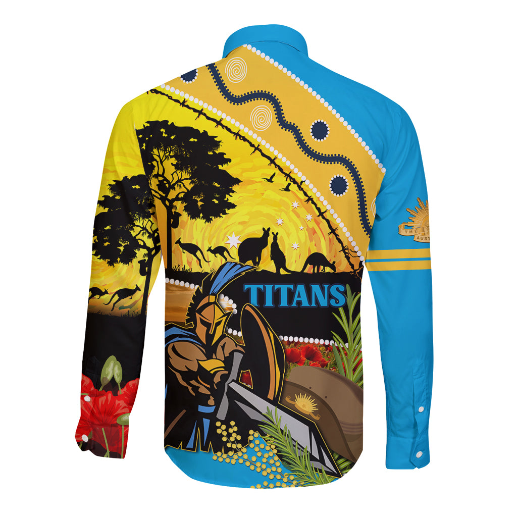 Titans Rugby ANZAC Day Long Sleeve Button Shirt GLD Mascot Rosemary Starry Night