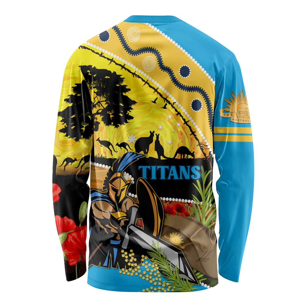 Titans Rugby ANZAC Day Long Sleeve Shirt GLD Mascot Rosemary Starry Night