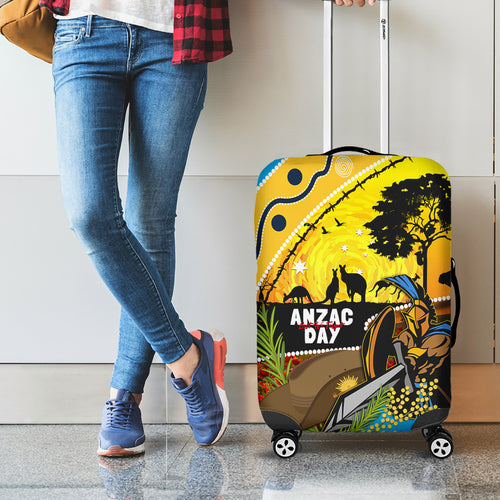 Titans Rugby ANZAC Day Luggage Cover GLD Mascot Rosemary Starry Night