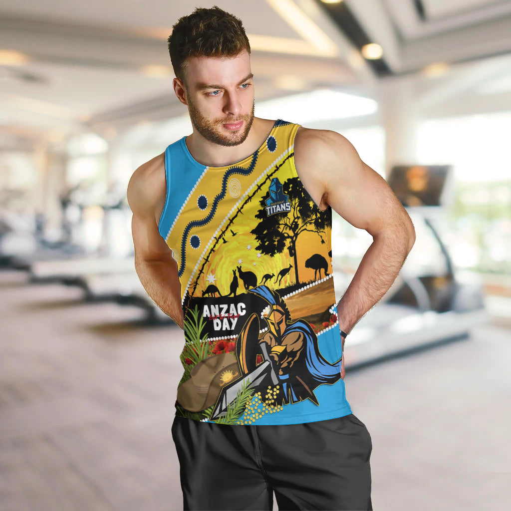 Titans Rugby ANZAC Day Men Tank Top GLD Mascot Rosemary Starry Night