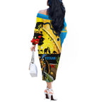 Titans Rugby ANZAC Day Off The Shoulder Long Sleeve Dress GLD Mascot Rosemary Starry Night