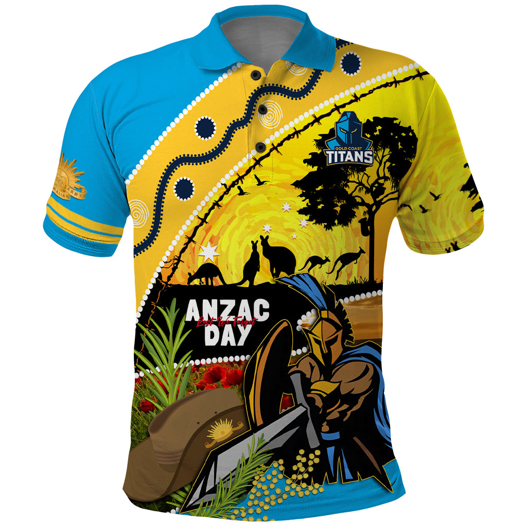 Titans Rugby ANZAC Day Polo Shirt GLD Mascot Rosemary Starry Night