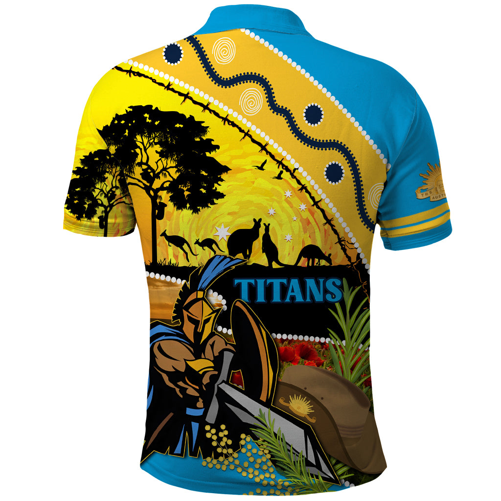 Titans Rugby ANZAC Day Polo Shirt GLD Mascot Rosemary Starry Night