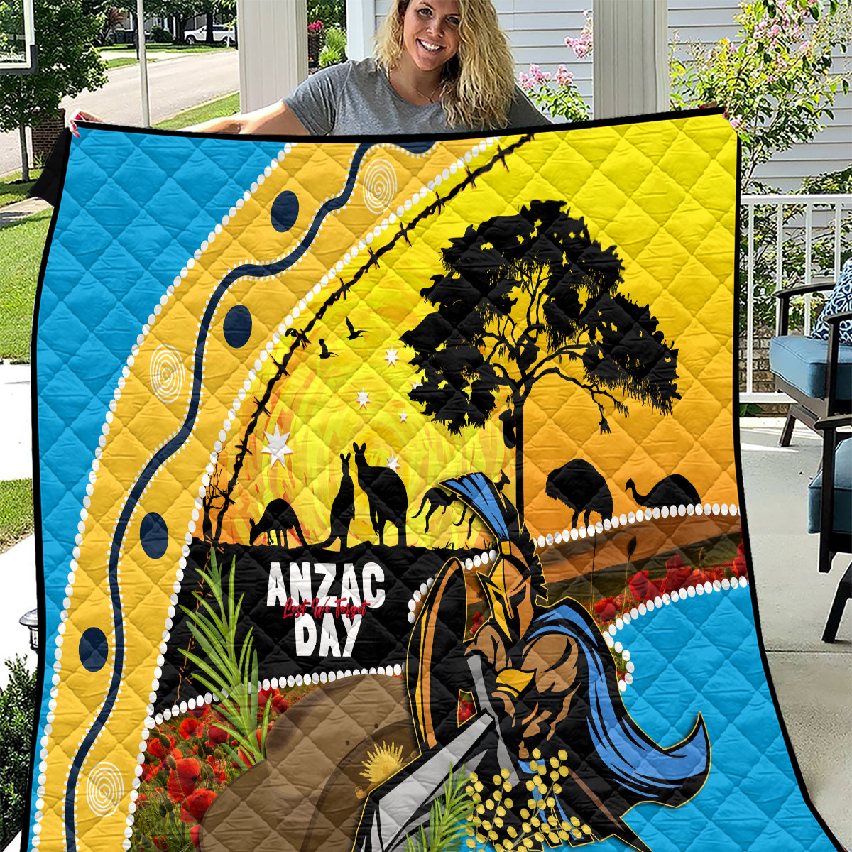 Titans Rugby ANZAC Day Quilt GLD Mascot Rosemary Starry Night