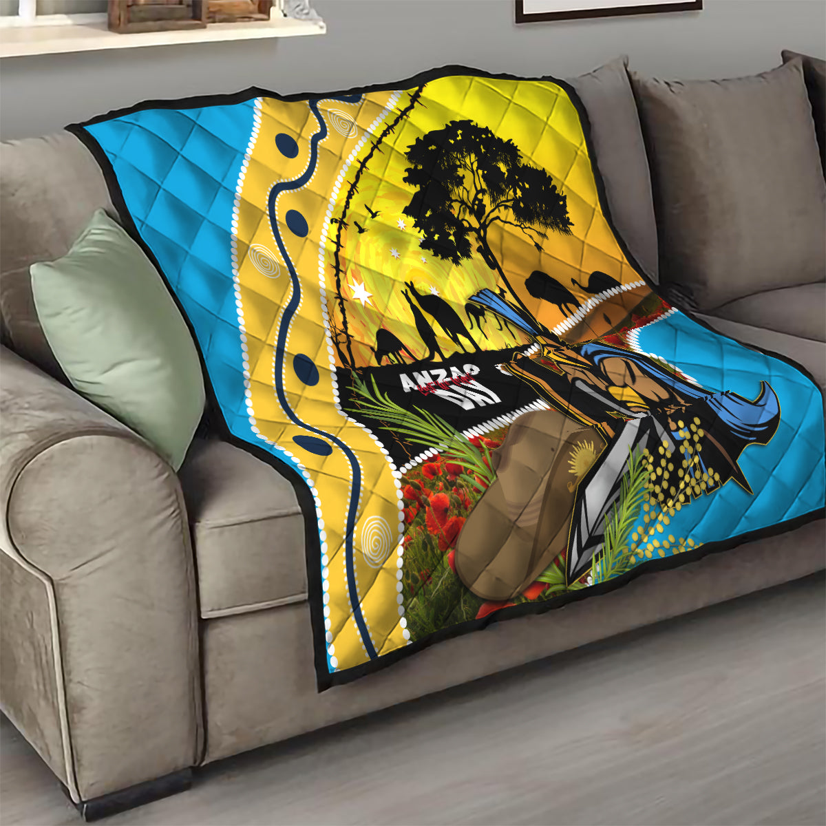 Titans Rugby ANZAC Day Quilt GLD Mascot Rosemary Starry Night