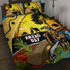 Titans Rugby ANZAC Day Quilt Bed Set GLD Mascot Rosemary Starry Night