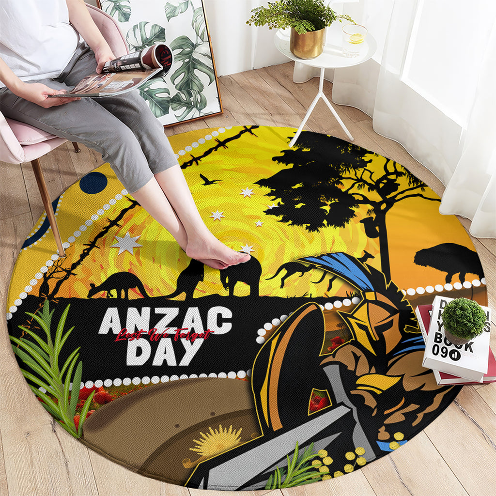 Titans Rugby ANZAC Day Round Carpet GLD Mascot Rosemary Starry Night