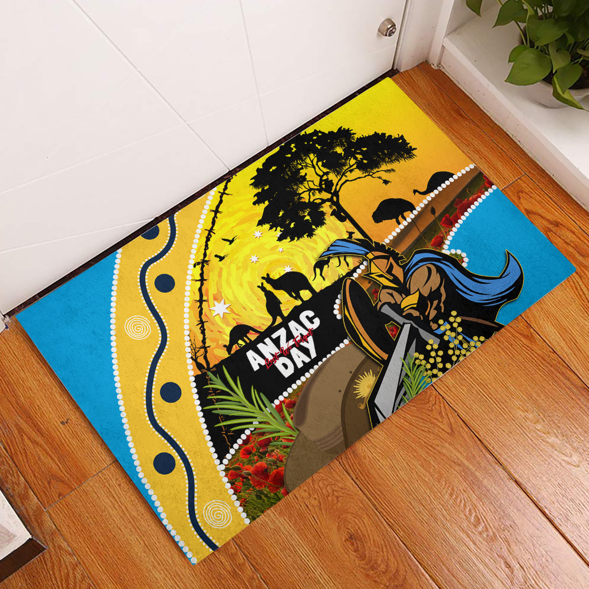 Titans Rugby ANZAC Day Rubber Doormat GLD Mascot Rosemary Starry Night