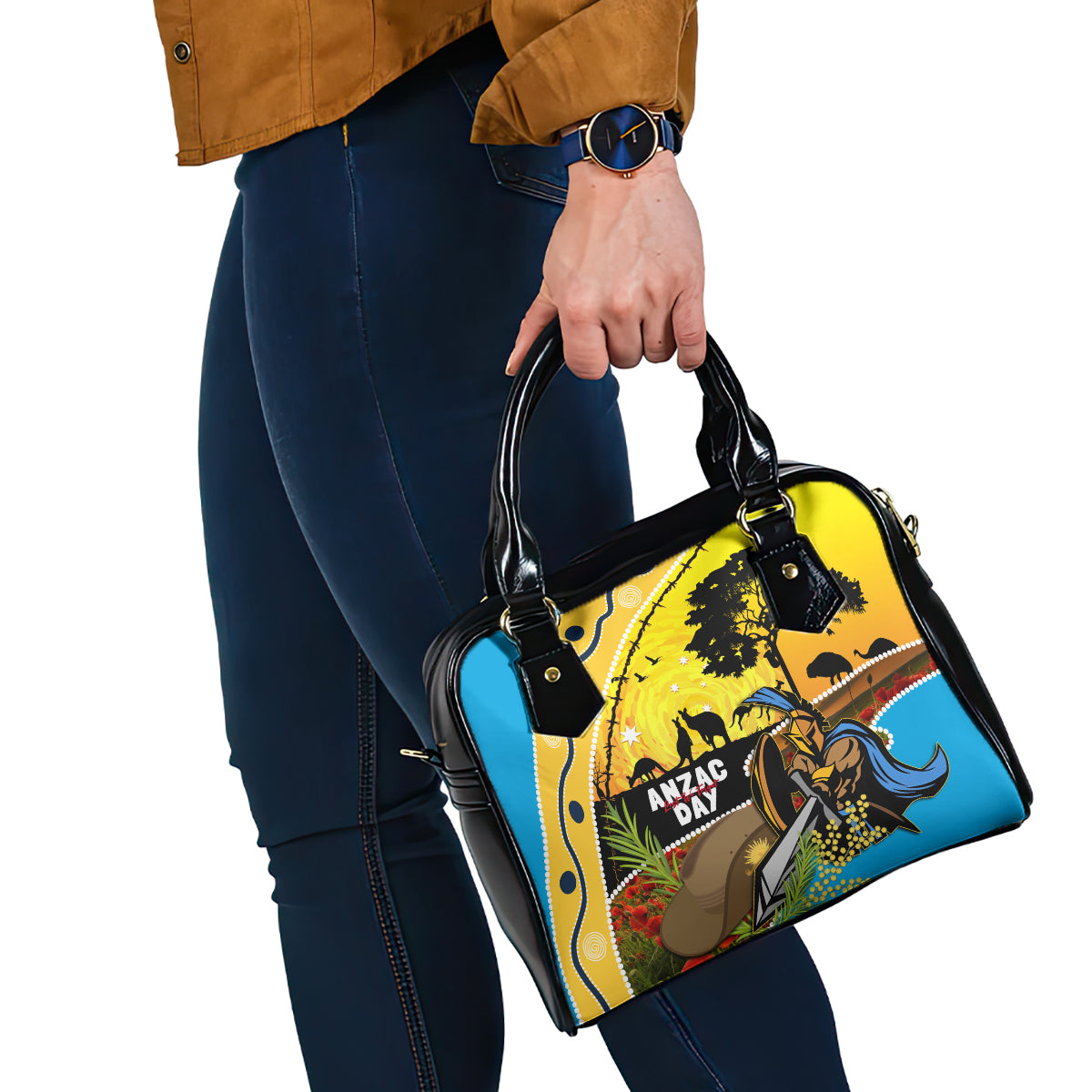 Titans Rugby ANZAC Day Shoulder Handbag GLD Mascot Rosemary Starry Night