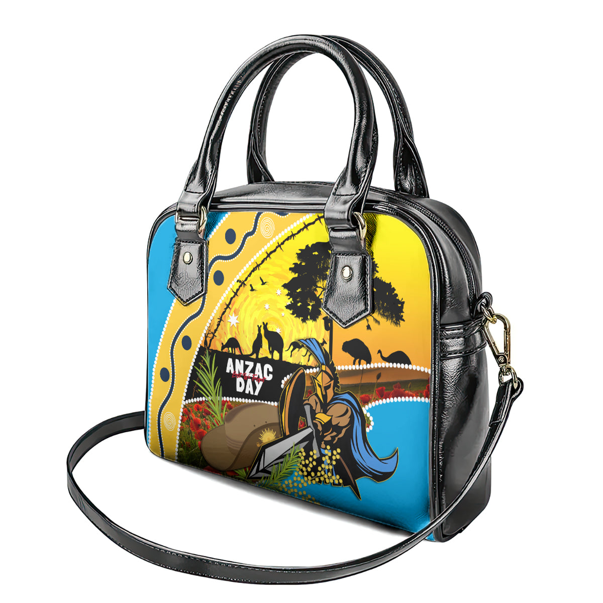 Titans Rugby ANZAC Day Shoulder Handbag GLD Mascot Rosemary Starry Night